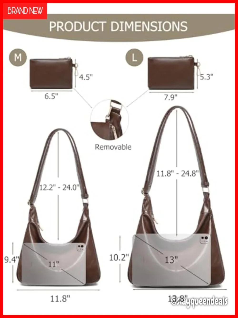 Vegan Leather Hobo Bag with Mini Purse, Slouchy Shoulder Crossbody Tote